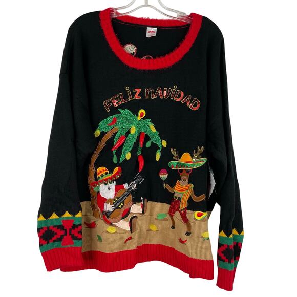 Holiday Time Christmas Ugly Knit Sweater Feliz Navidad 2X Chihuahua NWT - Picture 1 of 16